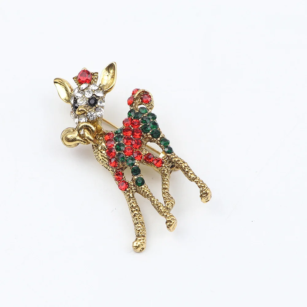 Christmas Rhinestone Brooch Pins Santa Claus Boots Snowman Deer Breastpin Men Xmas Festival Suit Stick Pin Men's Suit Dressup