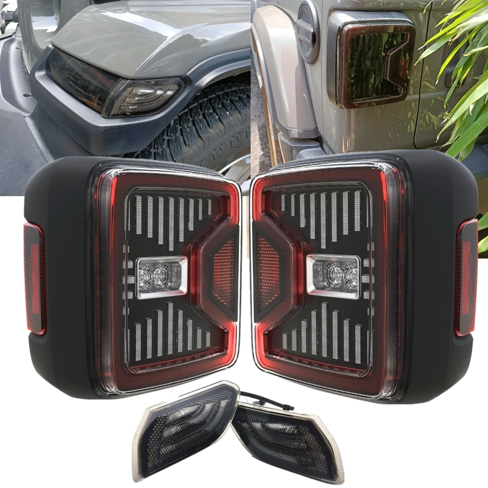 Led Tail Lights With Side Marker Amber Turn Signal Lights For Jeep Wrangler JL 2018 2019 2020  JL Rear Brake Taillight Set