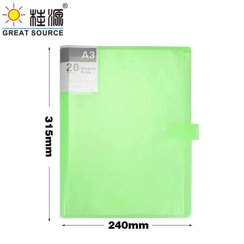 MQQ A3 Display Book Drawing Presentation 8K Test Paper Book 20 Transparent Pockets Fancy Candy Color 1PC