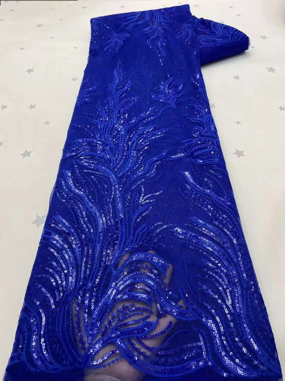 2021 High Quality Nigerian Lace Fabric Embroidered French African Sequins Lace Fabric Weaving Design White Sequins Lace Fabric