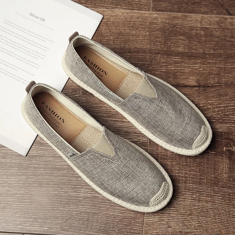 Linen Men's Casual Shoes Old Beijing Cloth Shoes Canvas Summer Casual Flat Bottom Ventilation Fisherman Driving Shoes Walking