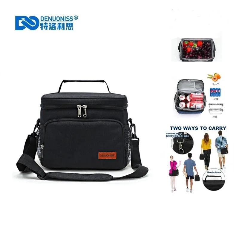 DENUONISS Portable Office Lunch Bag Waterproof Tote Cooler Handbag Insulated Thermal Bag For Food Bento Pouch Dinner Container