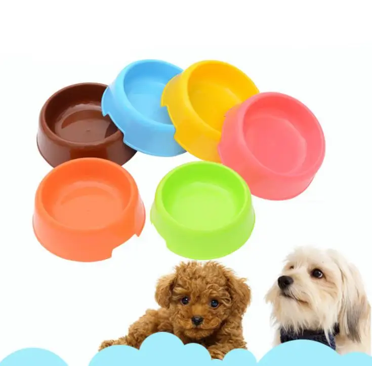 Candy Color Plastic Dog Feeding Bowl Cat Puppy Food Dish Pet Drink Water Bowl Non Slip Eating Feeder for Small Dog  SN1122