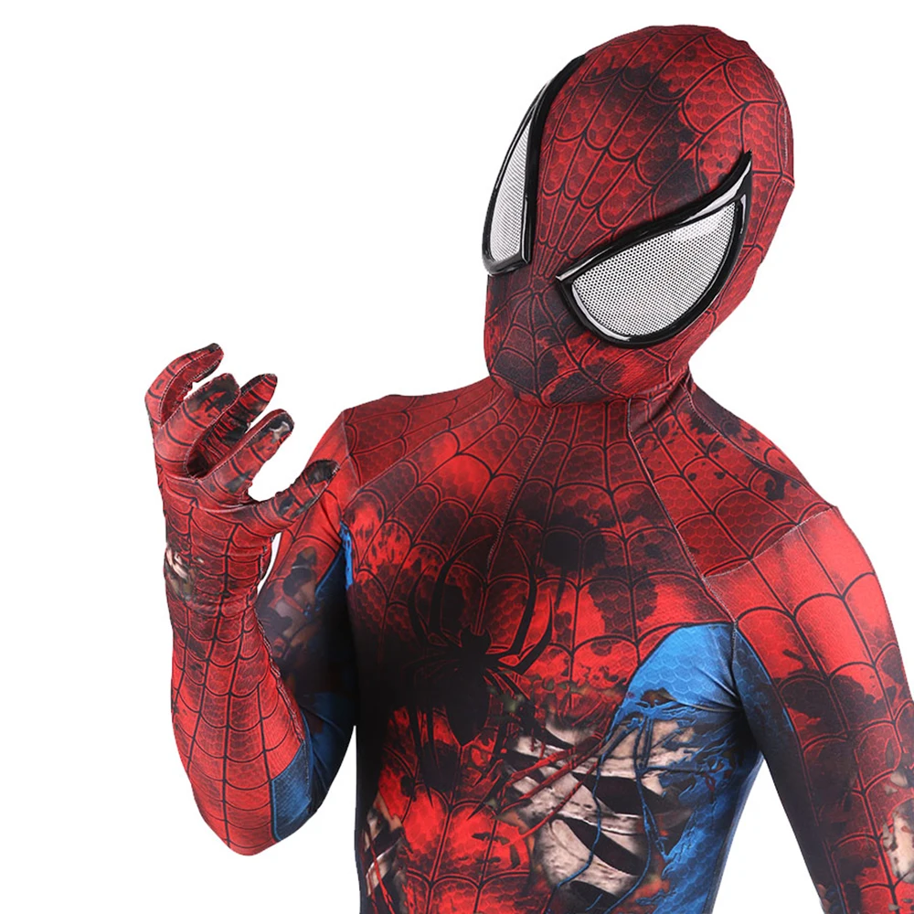 Zombie Spiderman Cosplay Costume Zombie Spider Costume 3D Printed  Injured Suit Zombie Spidey Bodysuit Kids/Adult disfraces para