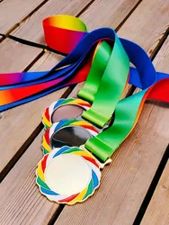 Blank Medals Ear of Color Sun Medal with Color Ribbon70mm Gold Silver Copper Color Medal