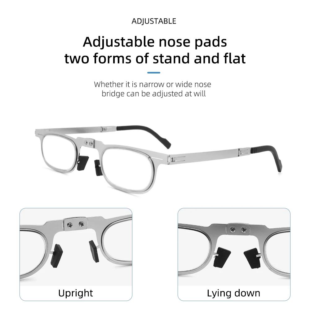 IENJOY Stainless Steel Reading Glasses Blue Light Blocking Eyeglasses Men Presbyopia Glasses Foldable Mini Eyeglasses Frame
