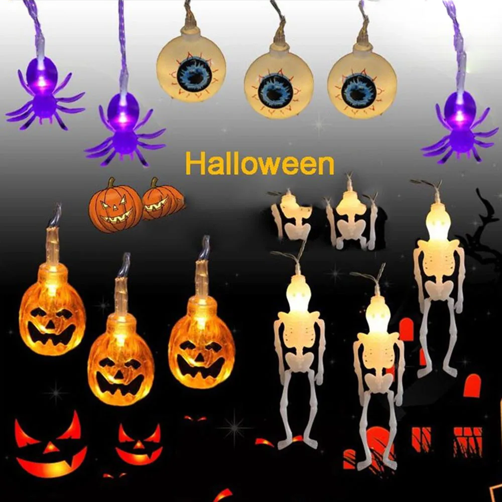 10/20Led Halloween Pompoen Spider Bat Led Guirlande Light String Holiday Bar Familie Party Indoor Outdoor Halloween Decoratie Lamp