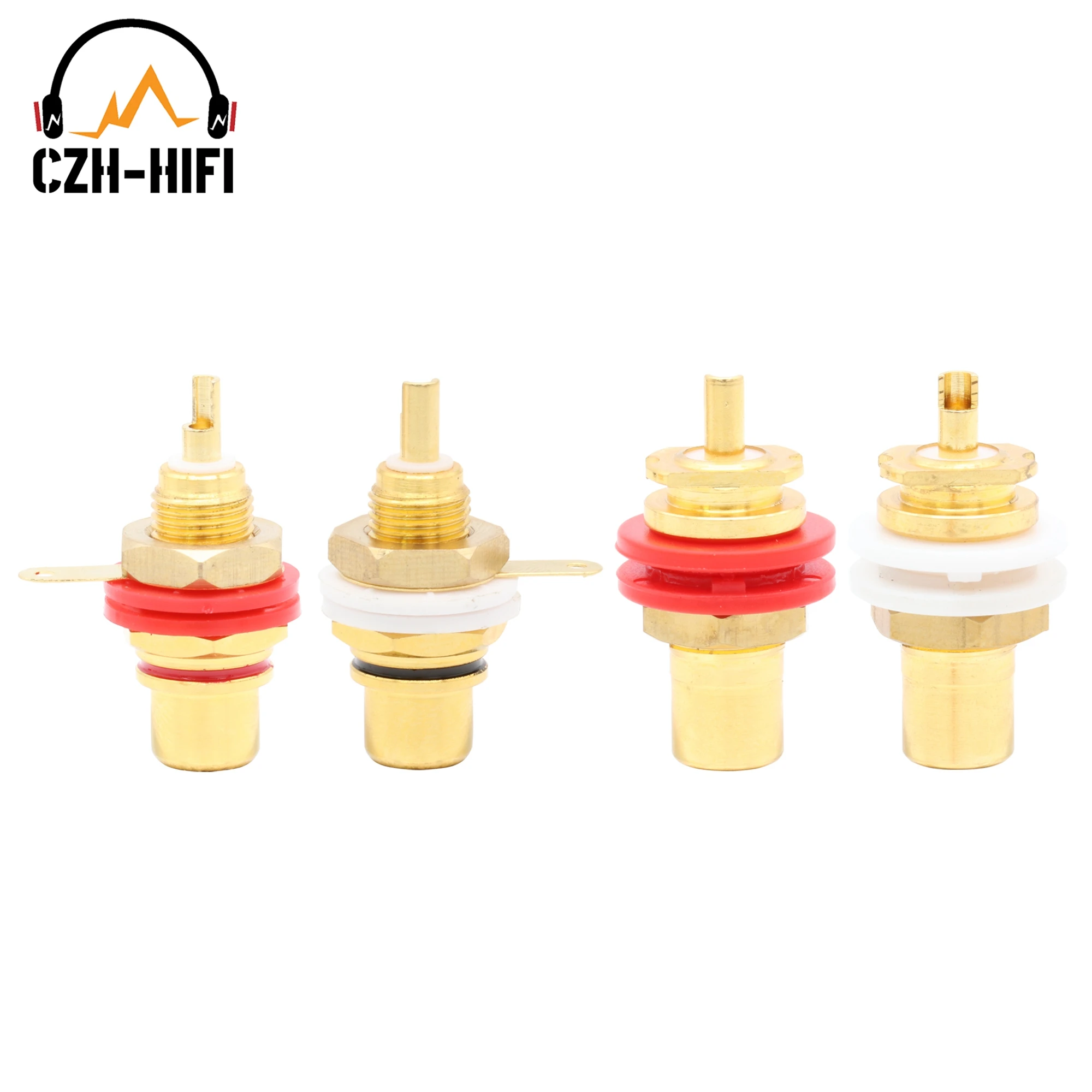 EIZZ High End RCA Socket 24K Gold Plated Brass Audio Phono Female Jack Connector Amplifier DAC TV Subwoofer Terminal Panel Mount
