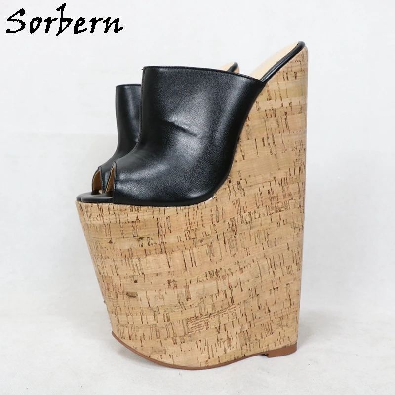 Sorbern 12 Inch Extreme High Heel Mules Women Shoes Crok Wedges Platform Open Toe Slip On Transfer Girls Drag Queen Slides 2020