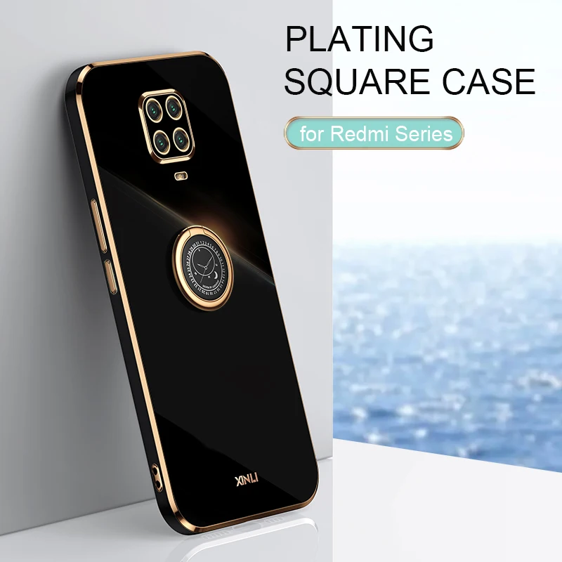 Plating Finger Ring Holder Phone Case On For Xiaomi Redmi Note 9 Pro Max Note9 S 9s 9pro Luxury Soft Silicone Stand Cover