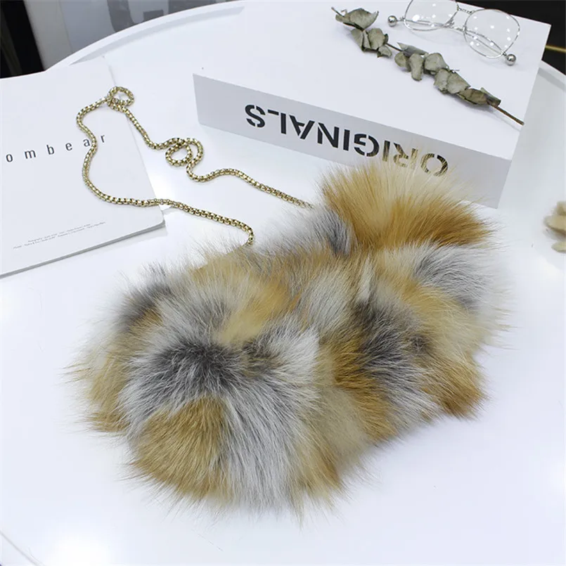 Real Red Fox Fur Handbag Women's Winter Bag Christmas Gift Crossbody Bags  Hand Warmer