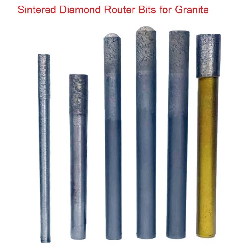 Sintered Diamond Router Bits for Granite Stone Flat Bottom Endmill CNC Stone Carving Power Engraving Tools Milling Cutters