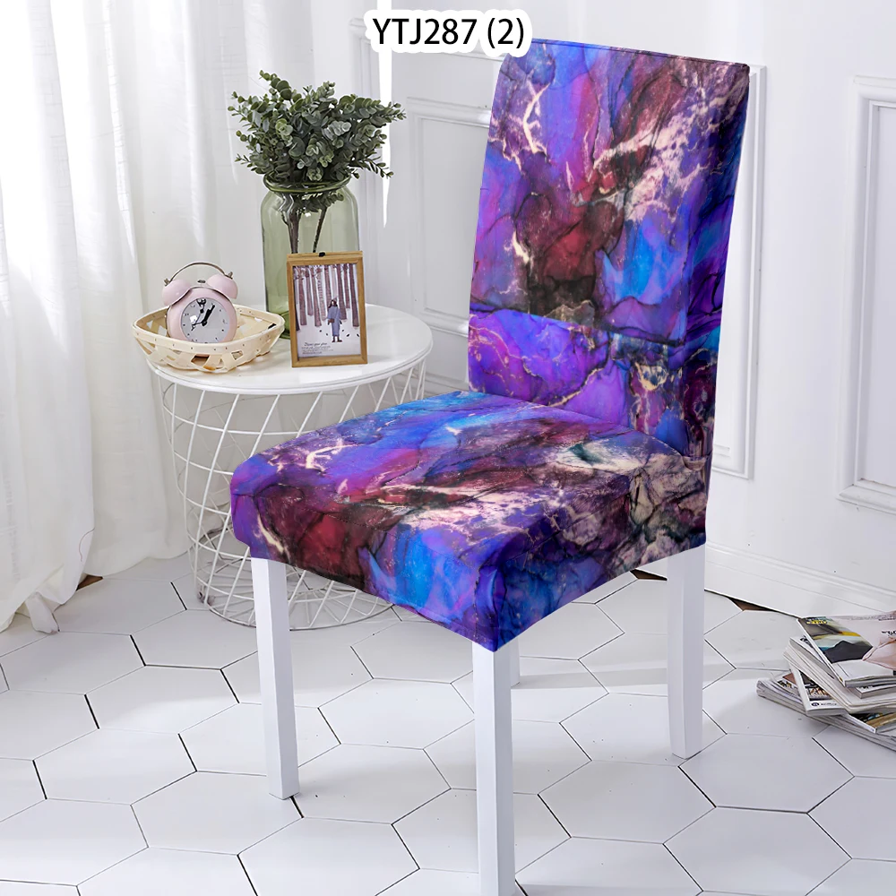 Marble Shading  1Pc Chair Cover High Living Spandex Chair Slipcover Chairs Kitchen Seat Case Spandex Wedding Banquet 1/2/4/6 P