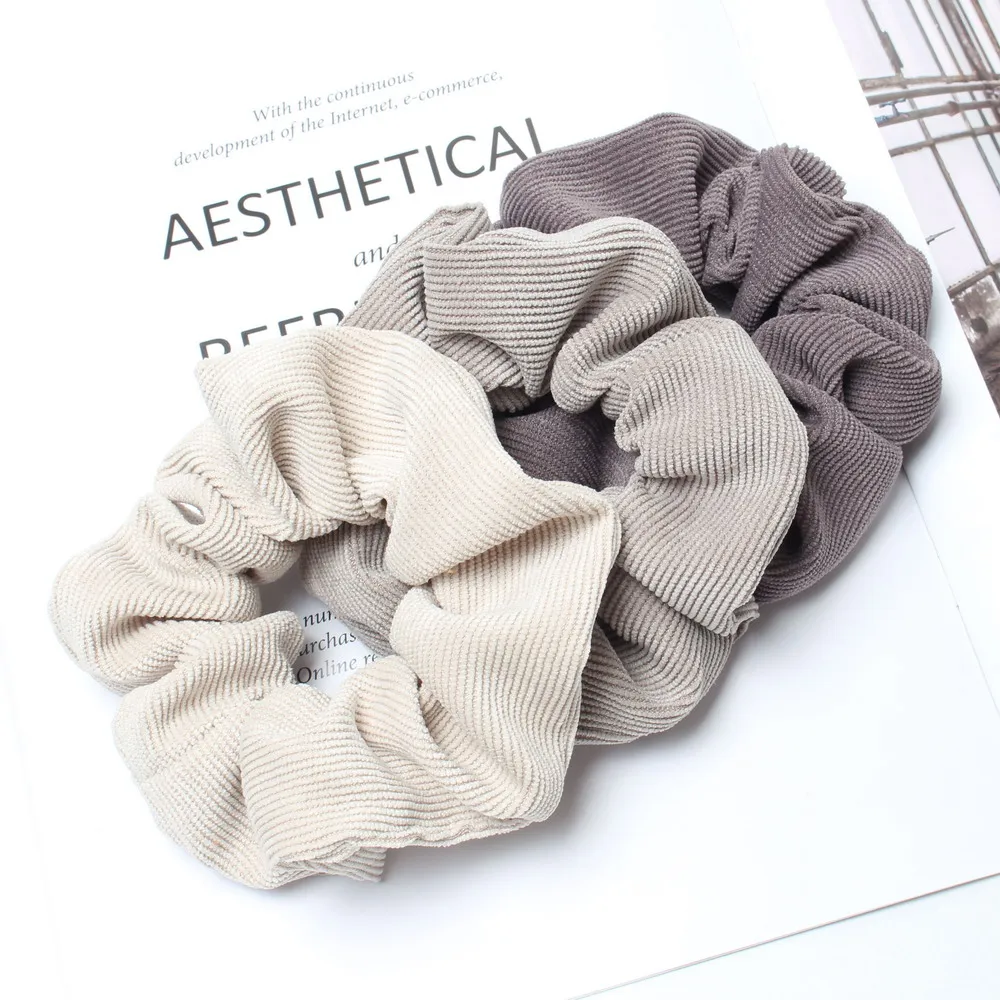 Cordón Scrunchie Otoño Invierno pana tela sólida Scrunchies conjunto bandas elásticas para el cabello moda Cola de Caballo lazo para el cabello