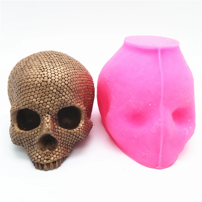 3D Horror Skull Silicone Mold DIY Inverted Resin Gypsum Candle Concrete Crystal Dropper Special Mold Handmade Crafts