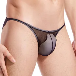 CLEVER-MENMODE Ultra ince yumuşak iç çamaşırı erkekler örgü seksi Mini külot külot iç çamaşırı şeffaf külot Bikini hombre cueca