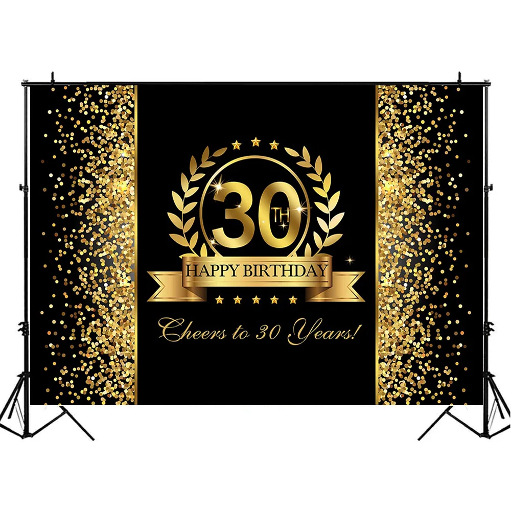 30th Birthday Party ฉากหลัง Golden ดาวใบวันเกิด Party Decor Cheers ถึง30ปีภาพพื้นหลังภาพพื้นหลัง Photocall