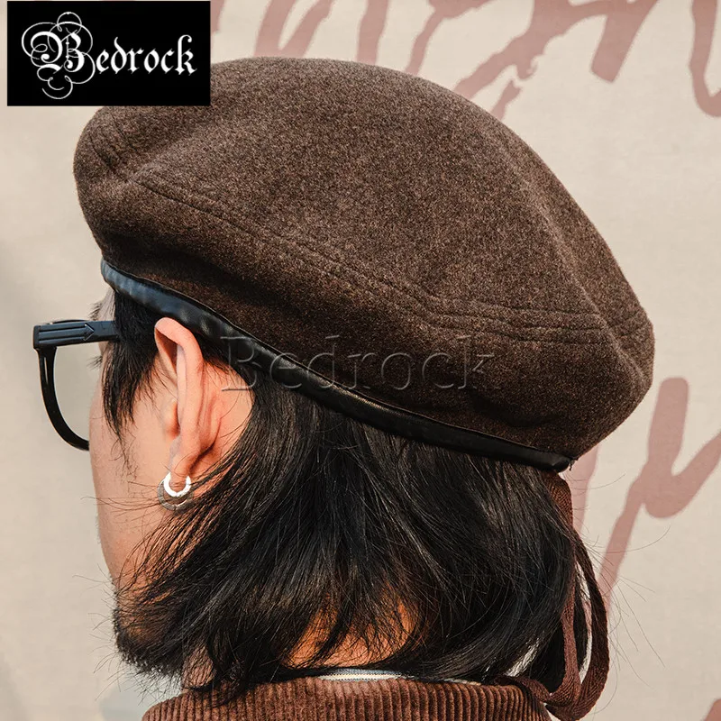 classic tank soldier beret cap men and women hat wool hat literary British brown vintage painter hat