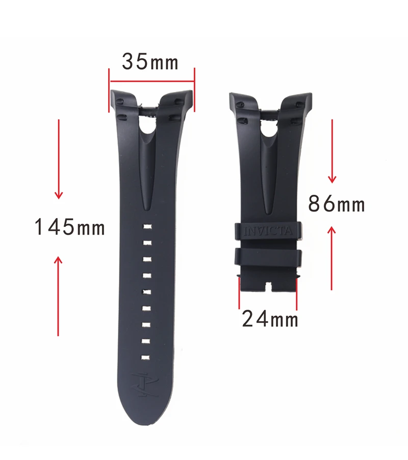 35mm silicone watch strap for Invicta watches black blue watchband bracelet belt comfortable and waterproof Accessories