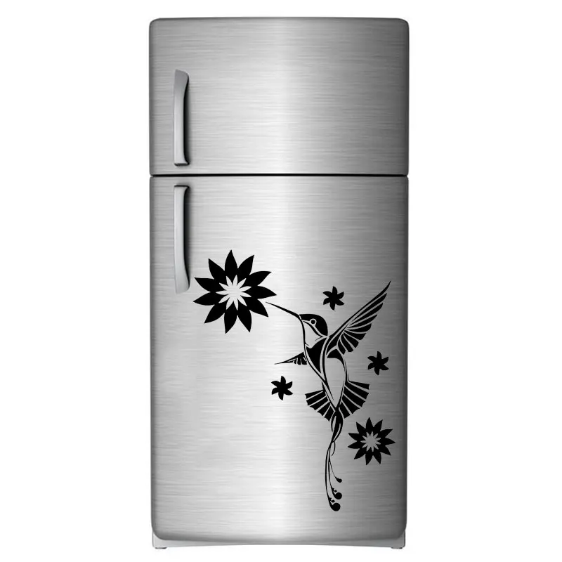 Colibri Bird And Flower Pattern Fridge Door Decals Vinyl Art Home Decor Refrigerator Sticker House Home Accessories Mural 4707