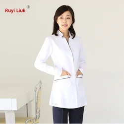 Korean plastic surgery hospital doctor white coat nurse suit dentist  beauty salon work clothes small suit coat