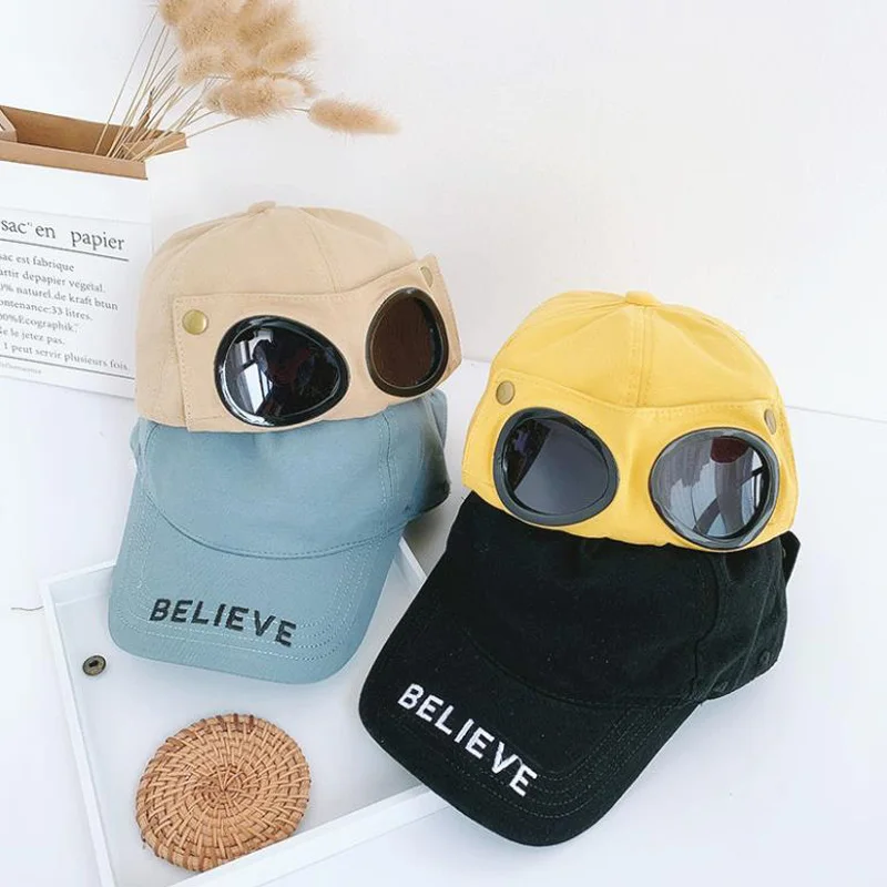 Doitbest 2024 Spring Children Baseball Cap Hip Hop Pilot Sunglasses Kids Sun Hat Boys Girls Caps Snapback Hats 2 to 6 Years old