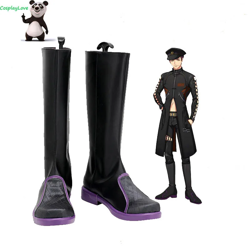 

CosplayLove A3! Welcome to Burlesque Fushimi Omi Black Cosplay Shoes Long Boots Leather Custom Made For Christmas Halloween