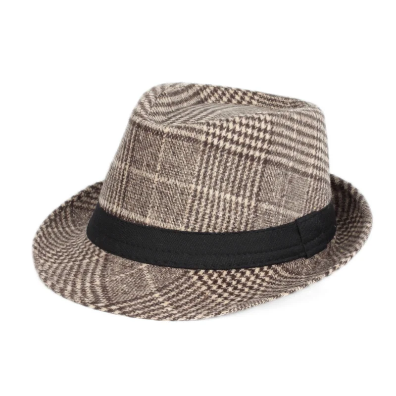 Wholesale Classic Spring and Autumn Checked Panama Fedora black white Hats Men and Women Jazz Caps