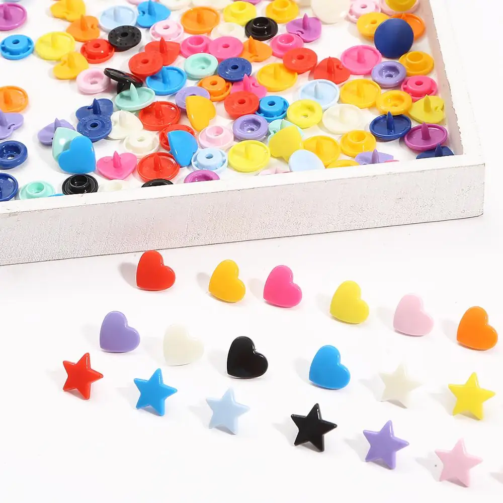 

Colorful Buttons KAM Star Heart Resin Buttons Fastener Snap Buttons for Baby Cloth Sewing Garment Accessories