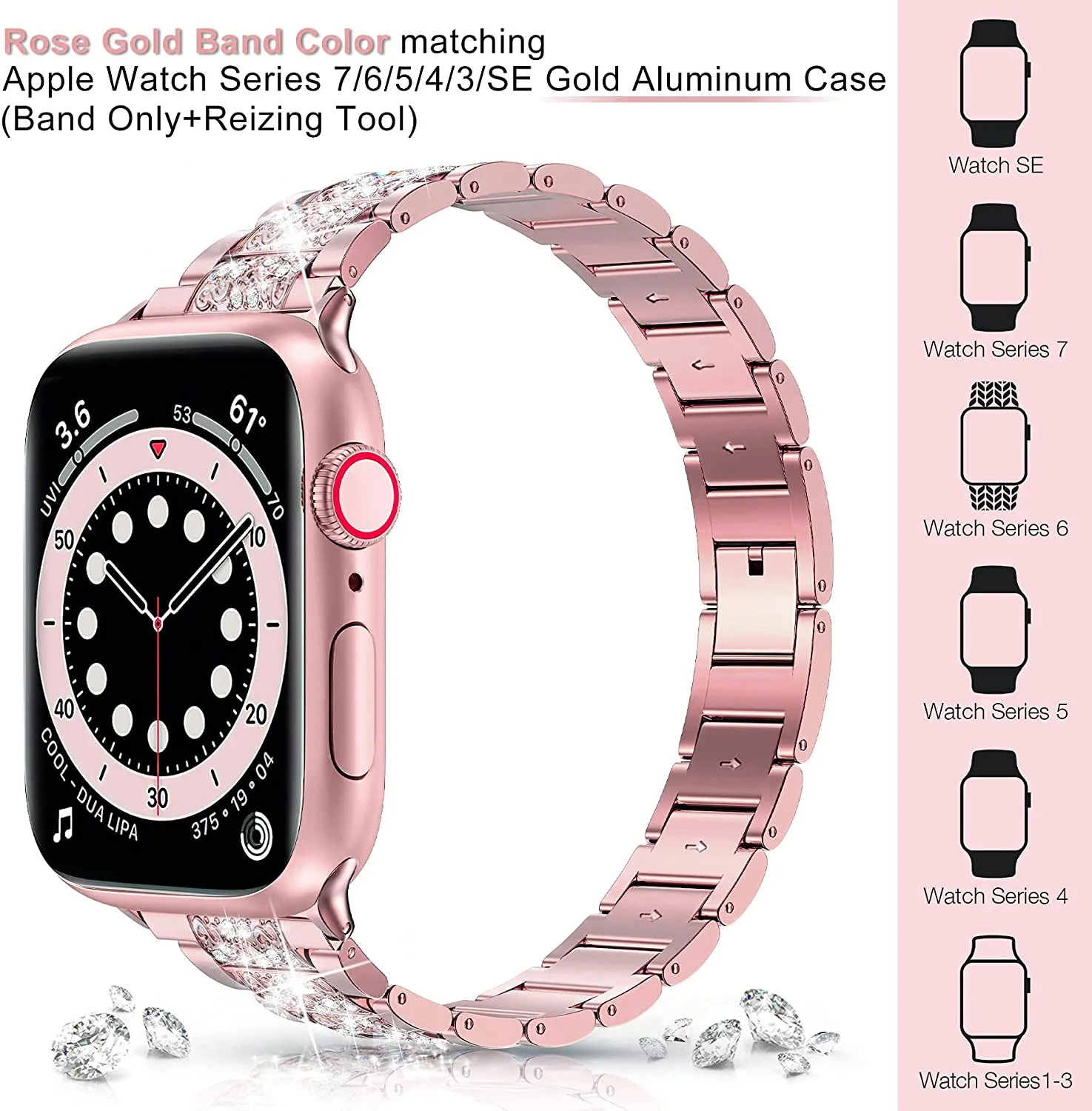 Bling strap for Apple Watch band 40mm 44mm 38mm 42mm 49mm correas Lady bracelet iWatch series 3 4 5 se 6 ultra 2 7 8 9 45mm 41mm