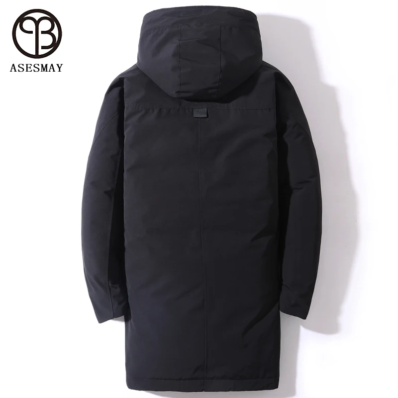 Asesmay 2021 nova chegada dos homens para baixo jaqueta engrossar longo inverno masculino casaco à prova dwaterproof água quente casual parkas com capuz agasalho outwear