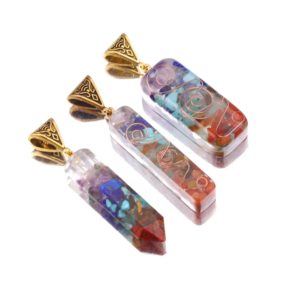 Retro Reiki Healing Energy Crystal Charm Pendants Natural Stone for Yoga Meditation Spiritual 7 Chakra DIY Jewelry Neckalce