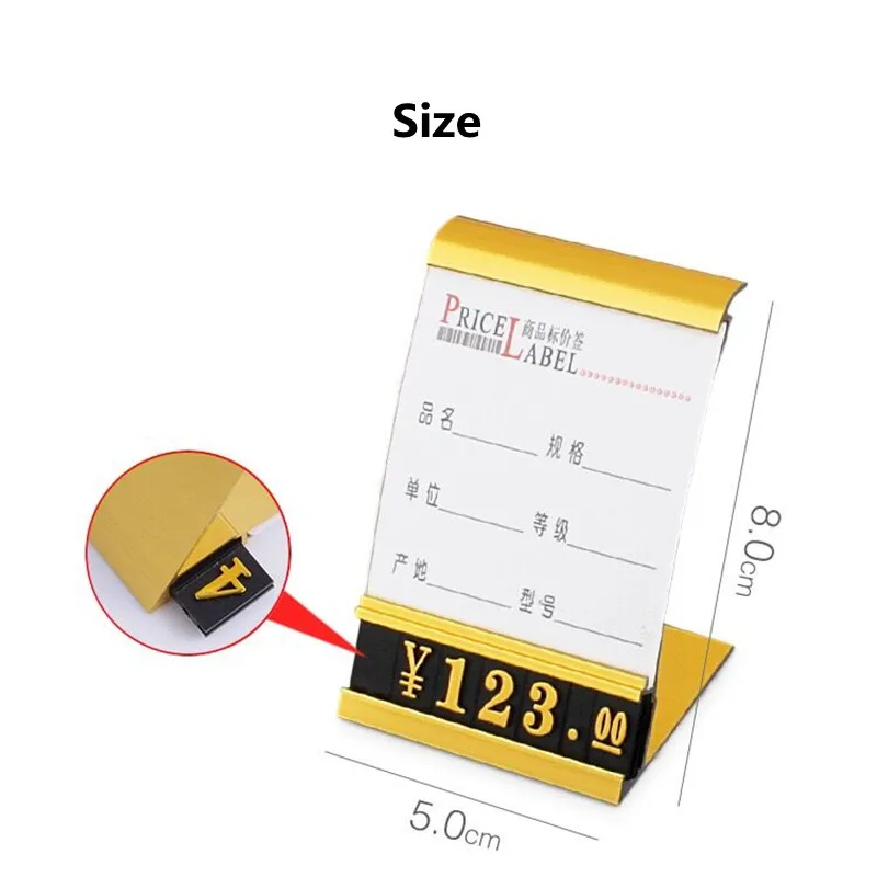 Combined Price Label Tags, Display Stand, Display Stand, Base de alumínio, Counter Price, Label Card, Número, 5 Pcs