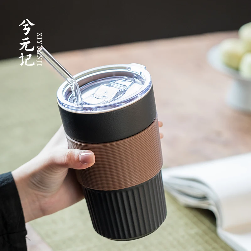 |insulation handy cup with straw high color value large capacity milk tea household beverage coffee net red water cup