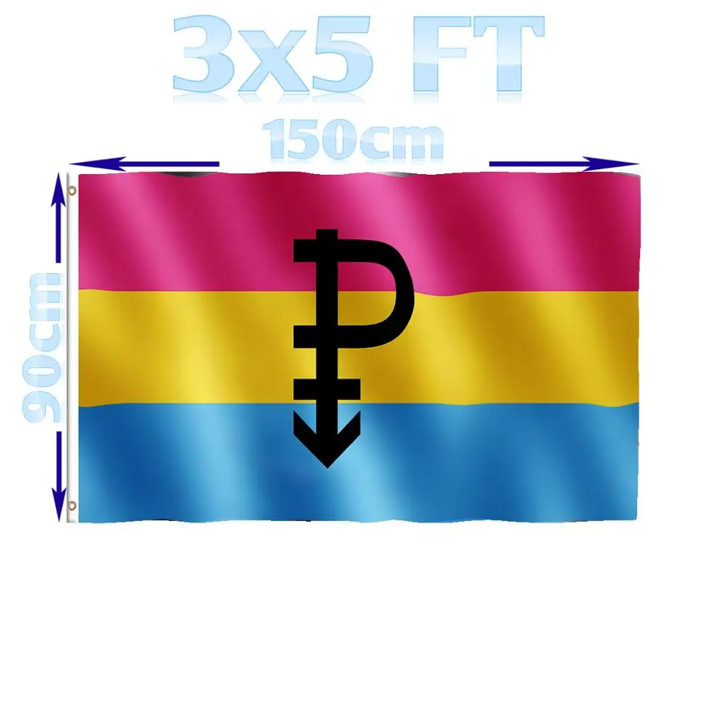 BENFACTORY Store 3x5 Ft  LGBT Gay Pride Pansexual Symbol Flag Single Layer 100D Polyester Brass Grommets Indoor Outdoor