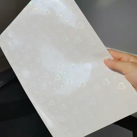 홀로그램 자체 접착 러브 하트 호일 뒷면 테이프, 종이 위에 핫 스탬핑, DIY 패키지, 컬러 카드, 50 매