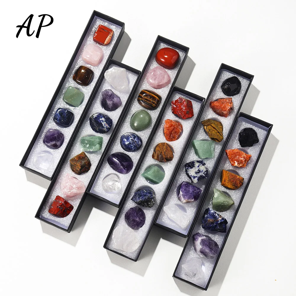 

7pcs/set Natural Seven Chakra Crystal Energy Stone Ornaments Reiki Meditation Gemstone Home Decor Gift