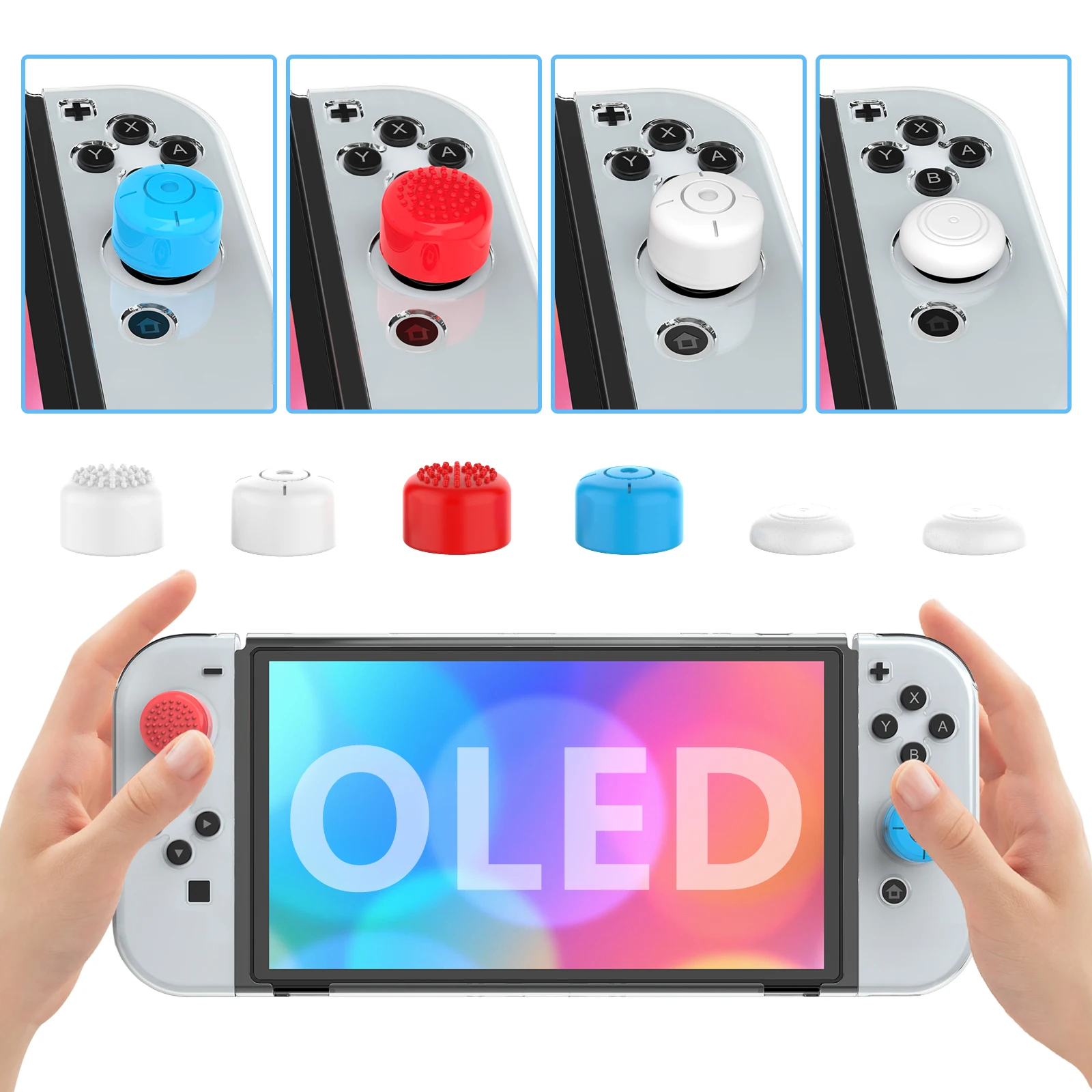 Heystop Thumb Stick Caps for  Nintendo Switch OLED, Nintendo Switch oled Handle Silicone Cap NS Accessories Handle Button Cap