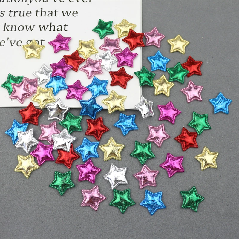 100pcs 2cm Color Stars Padded Patch Appliques DIY Crafts Supplie Hair Accessories Garment Scrapbooking Decor Materials Pentagram