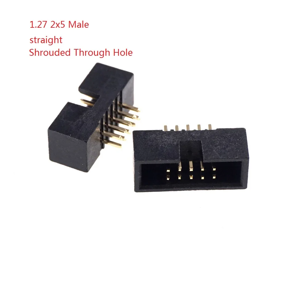 2x5 Pin 10 Positions 1.27mm IDC Box Header Shrouded Male Female PCB Receptacle Plug SMD Through Holes Right Angle Straight