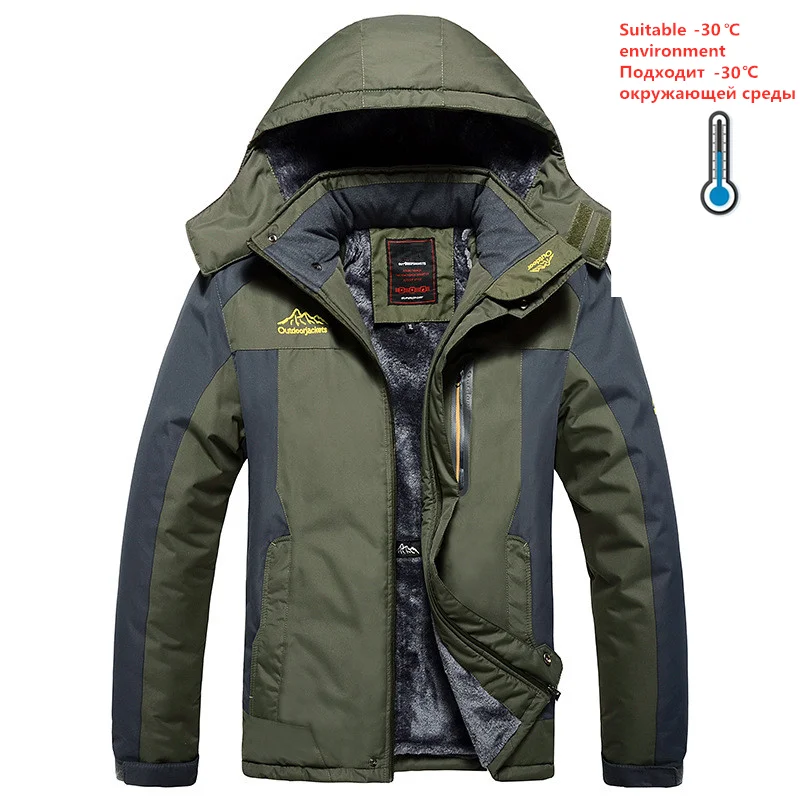 New Plus Size 8XL 9XL 2024 Winter Fleece Jacket Warm Coat Parkas Men Military Waterproof Outwear Down Parkas Windbreaker Men