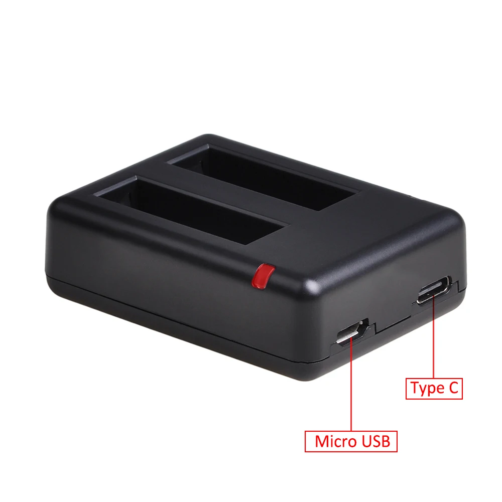 2Pcs 1200mAh ONE X Battery + Dual USB Charger for Insta360 ONE X Battery with Type C Port
