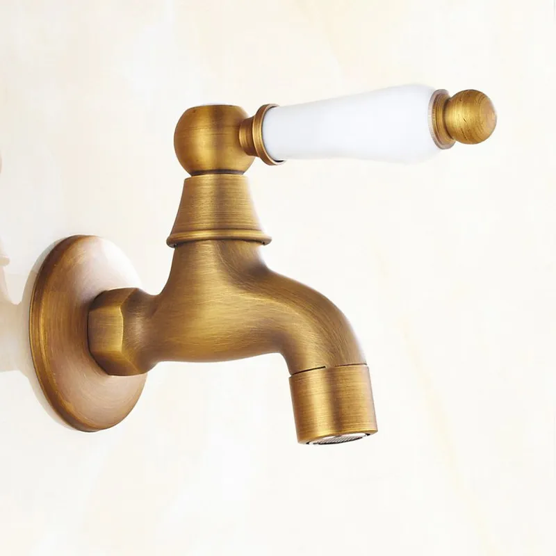 Antiqeu Brass Ceramic handle Kitchen Faucet Garden Water Tap Laundry Bathroom Mop Single Cold Water Washing Machine Faucet