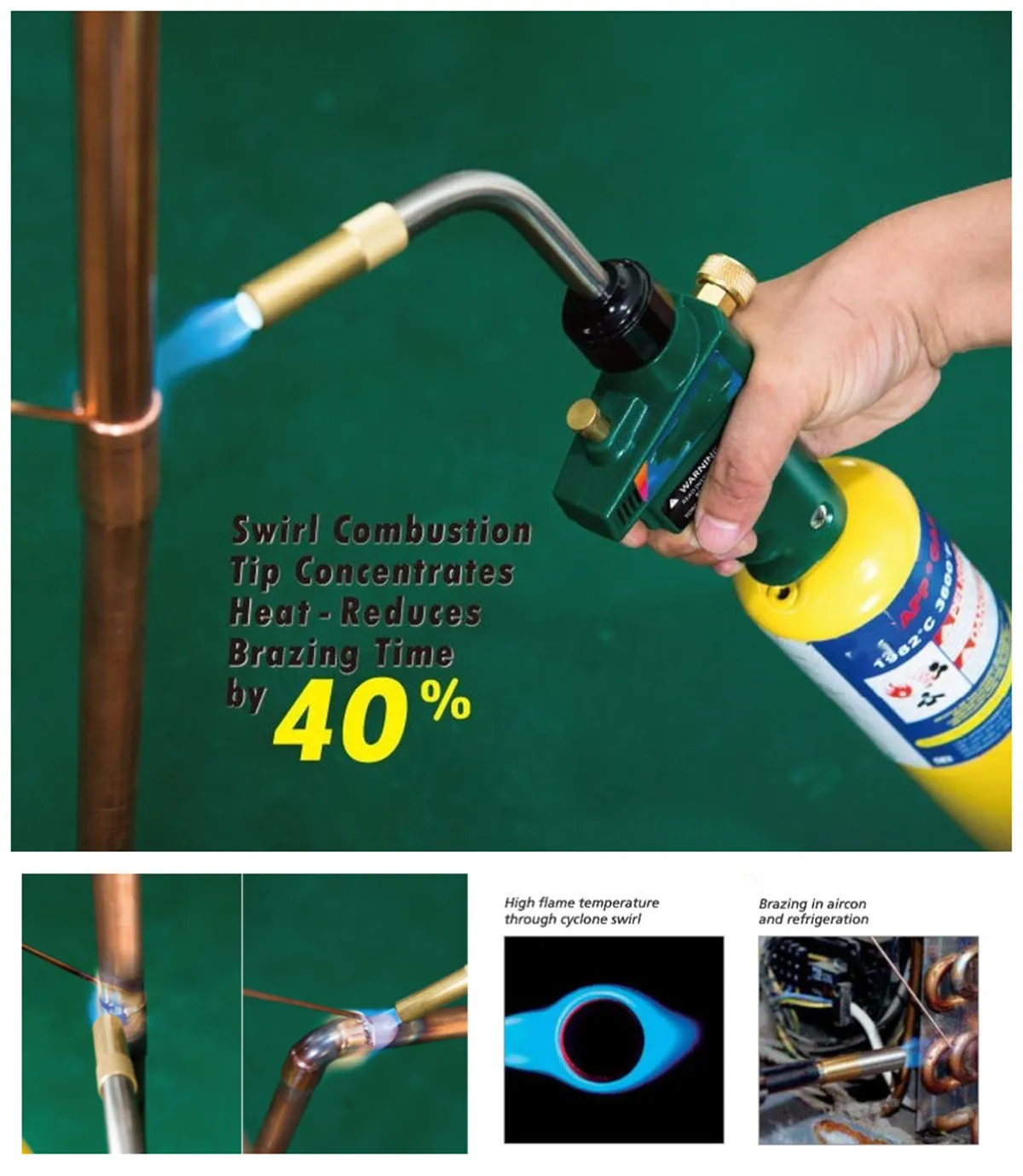 Gas Brazing Burner Gas Welding Torch Soldering Quenching BBQ Burner CE HVAC Hand Torch Self Ignition MAPP Torch