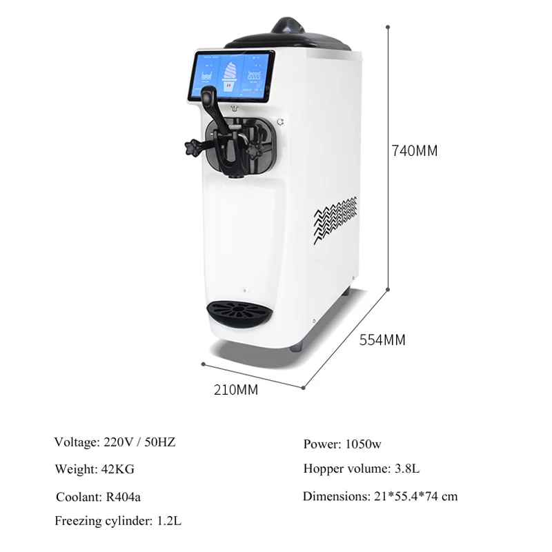 Commercial Soft Ice Cream Makers Small Desktop Ice Cream Machine Stainless Steel Ice Cream Sundae Machine Vending