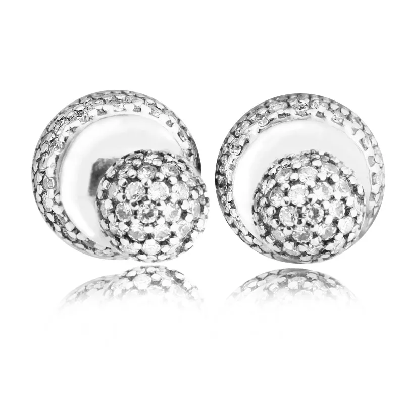 Pave Stones Small & Big Round New Users Bonus Balls Stud Female Silver 925 Jewelry 2022 Wedding Gifts Shine Women Earings