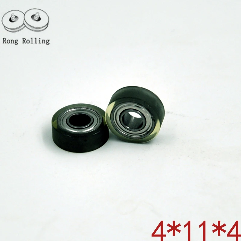 Polyurethane PU Coated Plastic Bearing bore 4mm,roller thickness 4-5mm,wheel diameter 11-18mm.Flat Equipment Roller, Flat Wheel