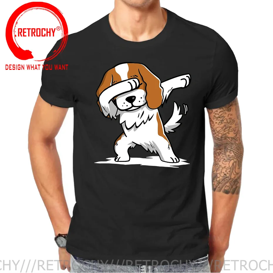 Funny Anime Printing Dabbing Cavalier King Charles Spaniel T Shirt Men Dab Cavalier Dog T-Shirt Teenage Boy Cartoon tshirt homme