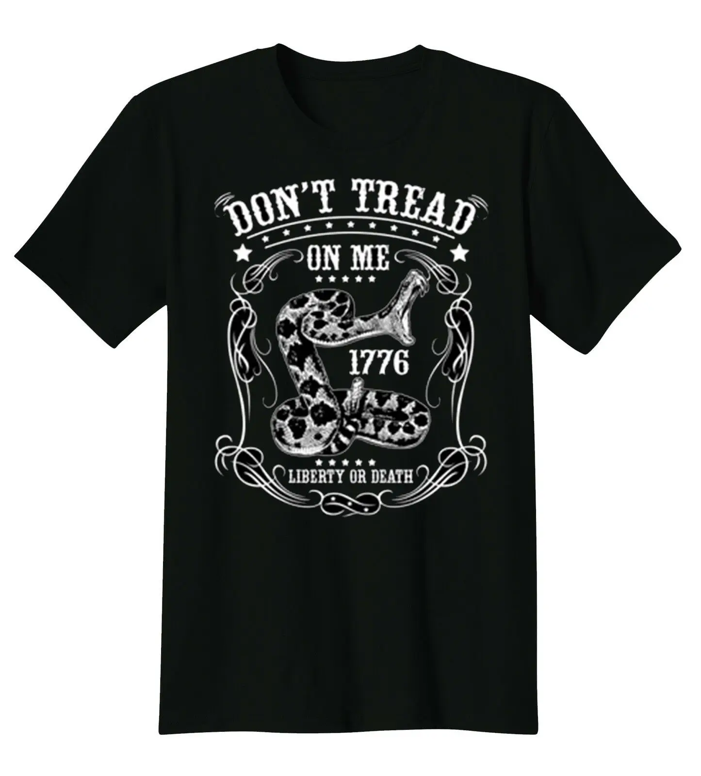 

Don't Tread On Me. American Patriotic Liberty Or Death Snake Crest T-Shirt. Summer Cotton Short Sleeve O-Neck Mens T Shirt New