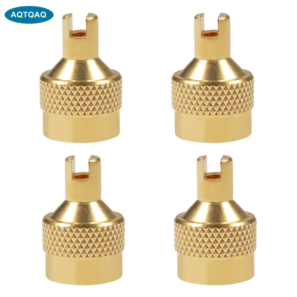 4Pcs/Set Copper Slotted Head Valve Stem Cap for Schrader Car Motorcycle Valve Wheel Tyre Tire Valve Lid Dust Cover